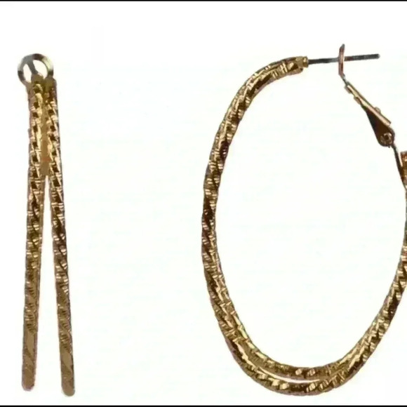 Style & Co Medium Textured Double-Row Hoop Earring - Picture 3 of 4